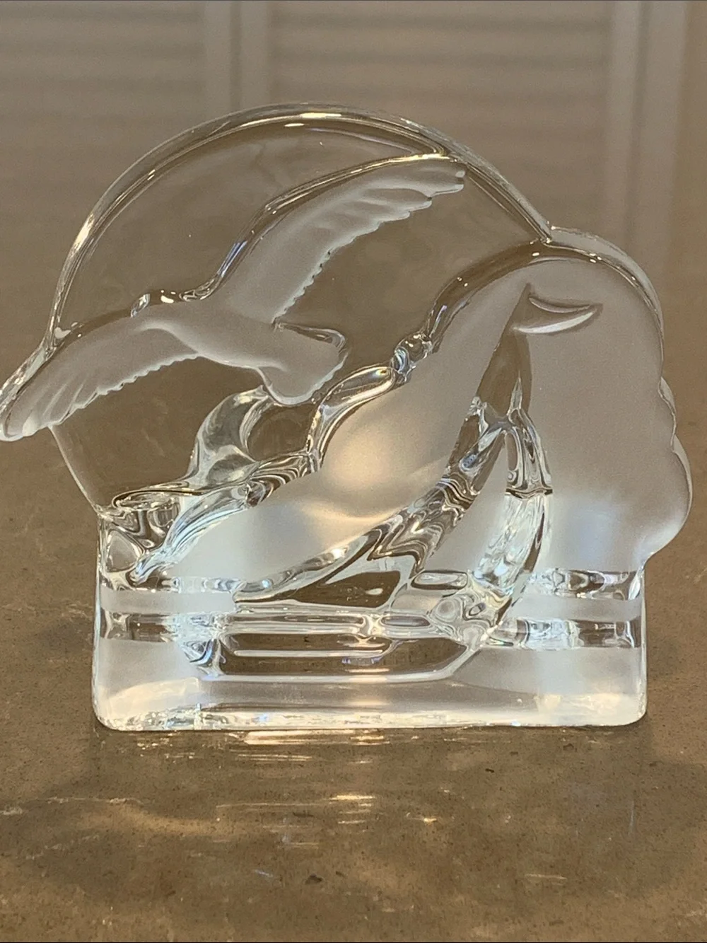 Vtg PartyLite Seagull and Sailboat Frosted/Clear Glass Tealight Candle Holder